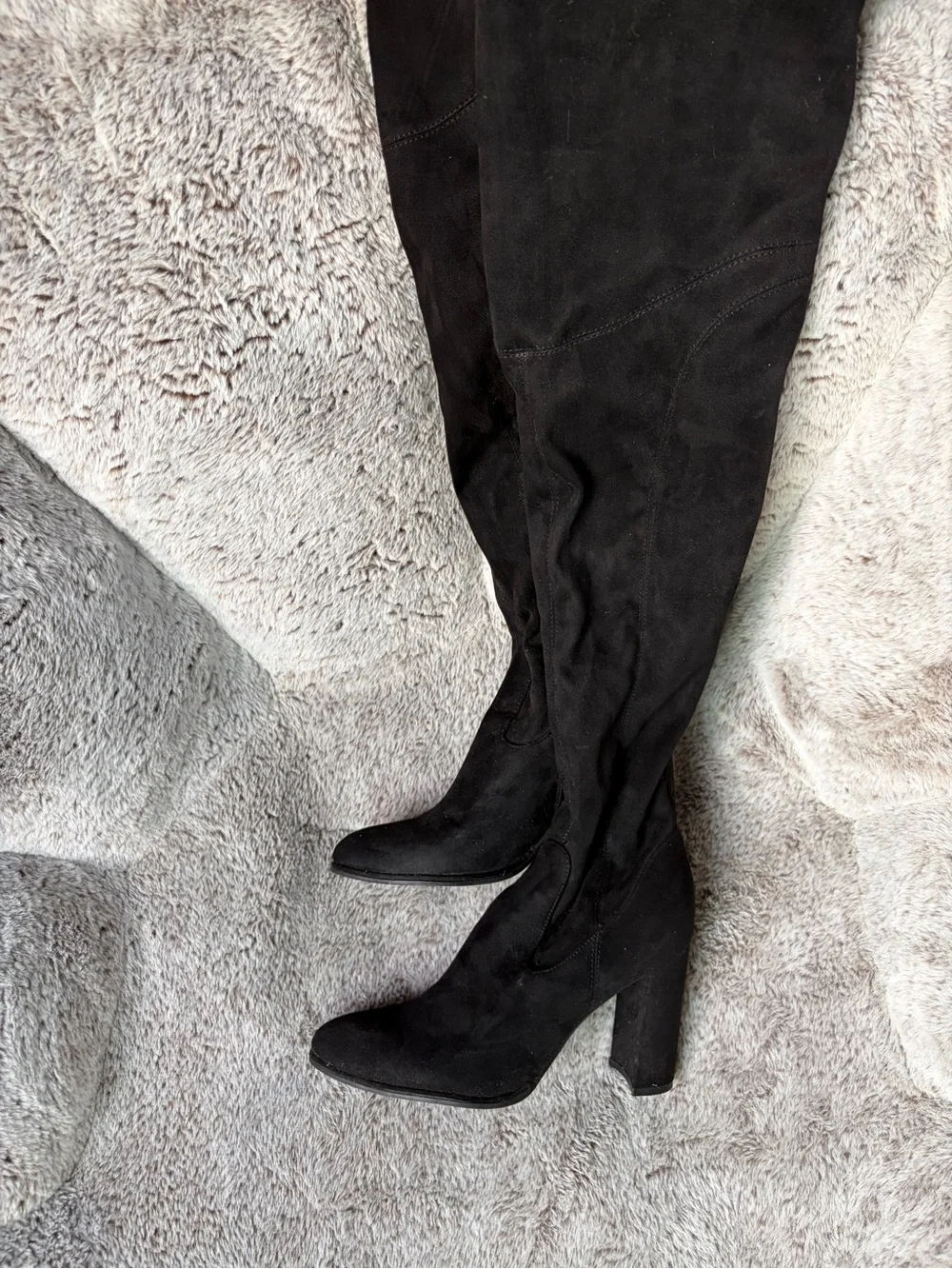 Marc Fisher Black Over-the-Knee Pointed Toe Block Heel Boots